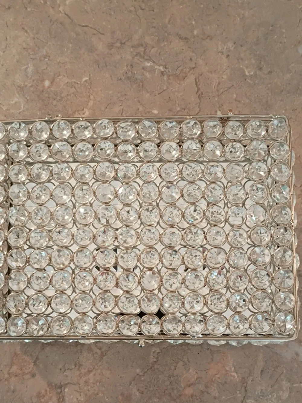 Crystal Embellished Silver Clutch